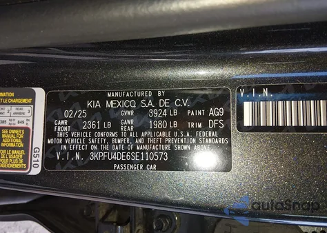 2025 Kia K4 Ex from USA, damaged, VIN 3KPFU4DE6SE110573